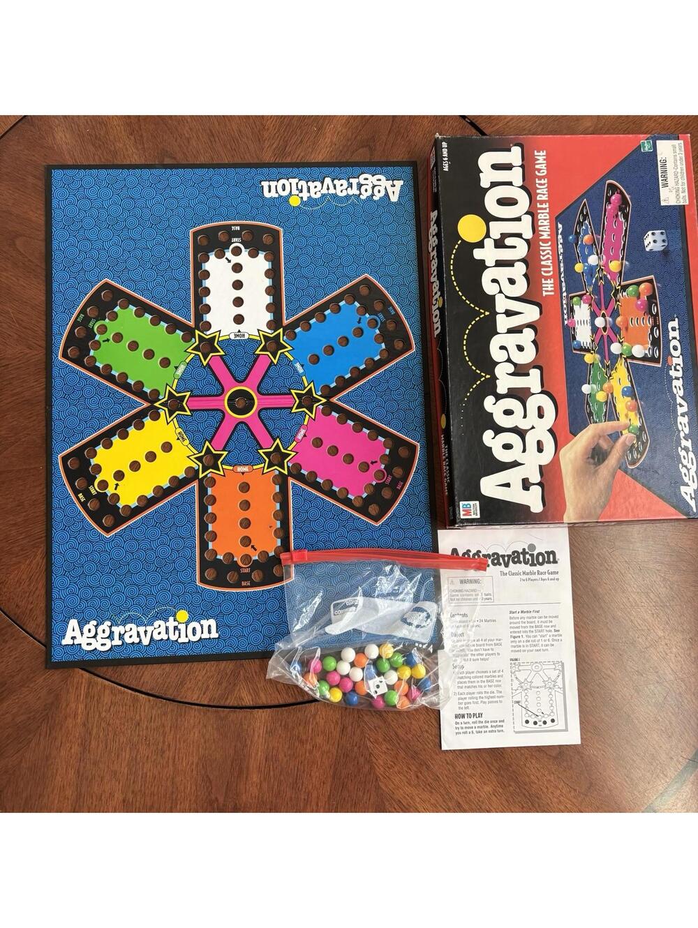 Vintage 1999 AGGRAVATION Marble Race Board Game — Milton Bradley #04058 Complete